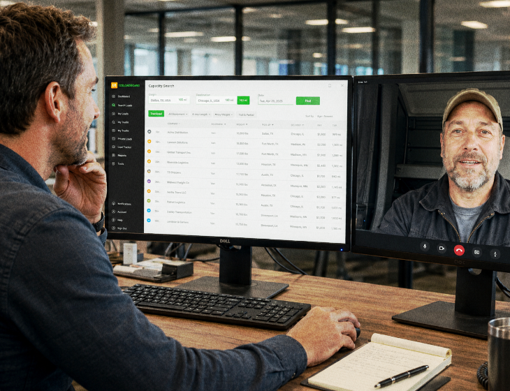 123Loadboard load search interface.